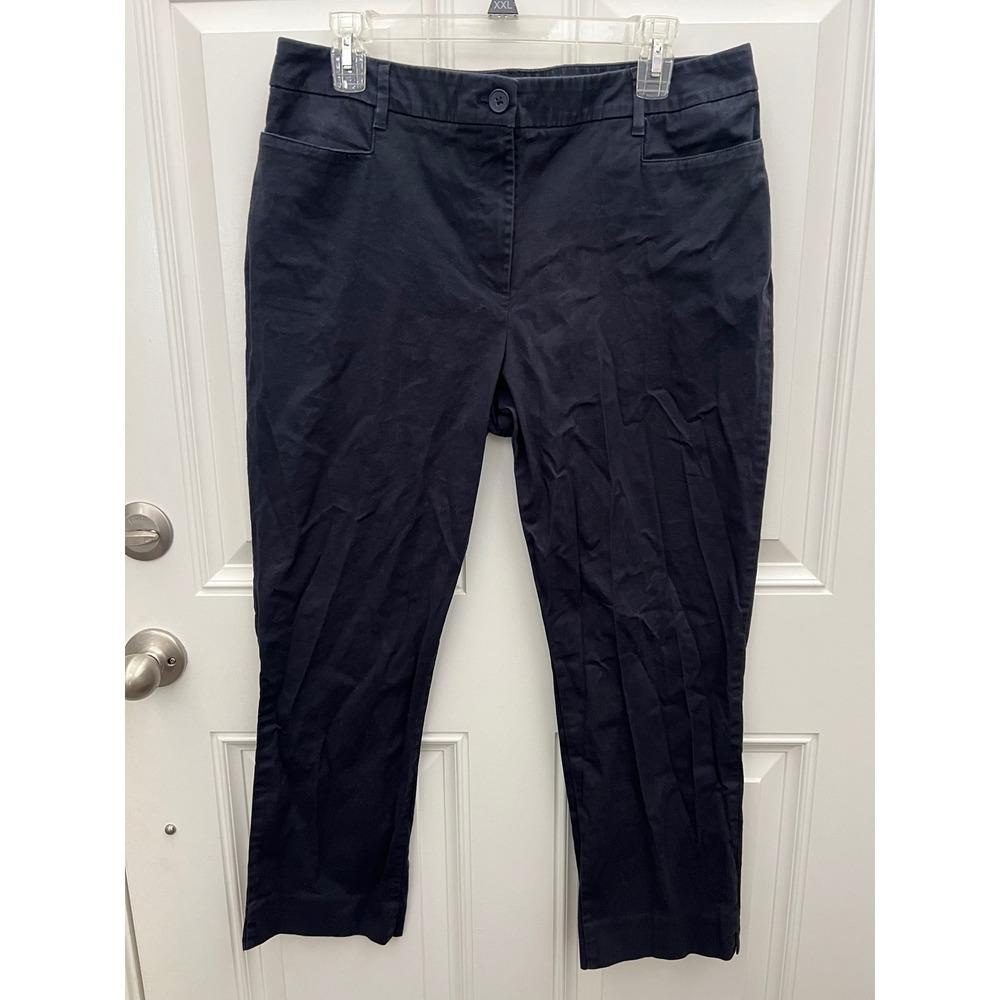 Talbots Womens Navy Blue Chino Pants Size 12 Straight Leg Cotton Stretch Casual